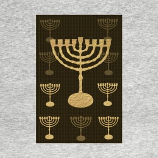 Happy Hanukkah Festival! Jewish Holiday Hanukkah Gold Menorah Vintage Decoration T-Shirt